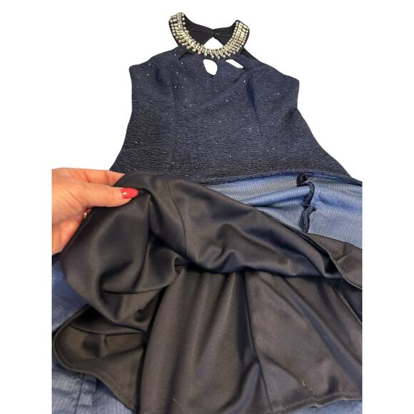 Betsy & Adam Navy Cocktail Dress with Jeweled Neckline -  Size 2 - Picture 9 of 13